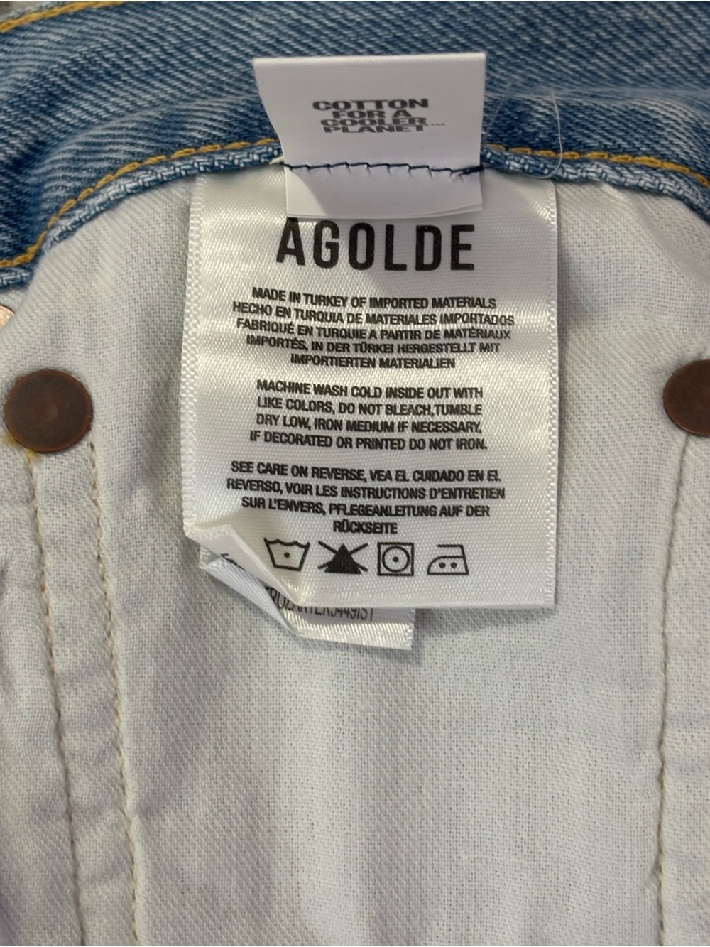 NWT Agolde Parker Long Swapmeet Light Blue Distressed Denim Cutoff Shorts SZ 27 - Picture 15 of 16